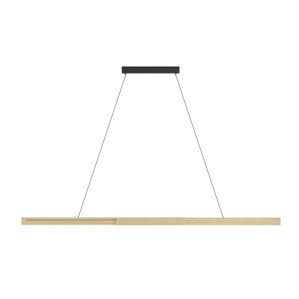 Luminária pendente linear LED MONTEBUONO 1800mm 2x10,5W 2x1300Lm, luz quente, preto/madeira