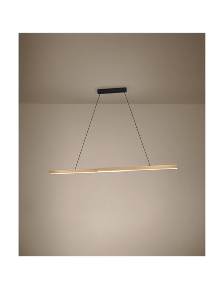 Lámpara colgante LED lineal MONTEBUONO 1800mm 2x10,5W 2X1300Lm luz cálida, negro/madera