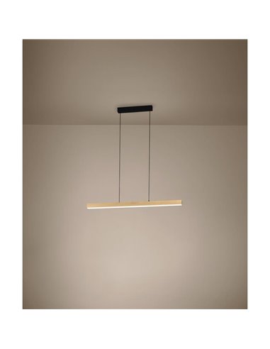 Lámpara colgante LED lineal MONTEBUONO 1800mm 2x10,5W 2X1300Lm luz cálida, negro/madera