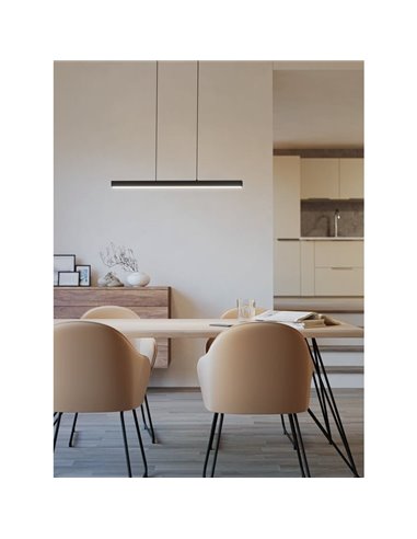 Lámpara colgante LED lineal MONTEBUONO 1800mm 2x10W 2X1300Lm luz cálida, negra