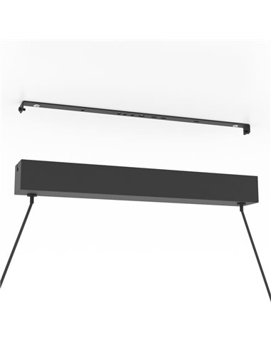 Lámpara colgante LED lineal MONTEBUONO 1800mm 2x10W 2X1300Lm luz cálida, negra