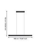 Lámpara colgante LED lineal MONTEBUONO 1800mm 2x10W 2X1300Lm luz cálida, negra
