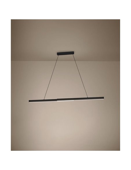 Lámpara colgante LED lineal MONTEBUONO 1800mm 2x10W 2X1300Lm luz cálida, negra