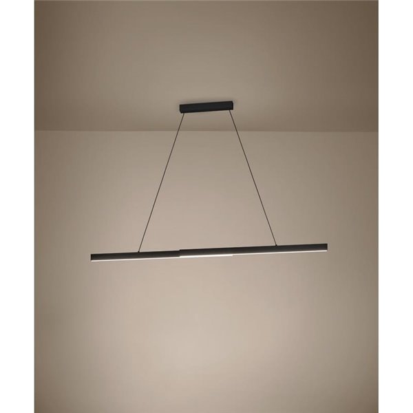 Lámpara colgante LED lineal MONTEBUONO 1800mm 2x10W 2X1300Lm luz cálida, negra