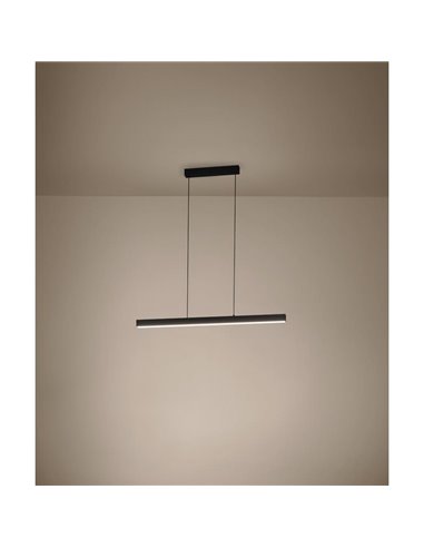 Lámpara colgante LED lineal MONTEBUONO 1800mm 2x10W 2X1300Lm luz cálida, negra