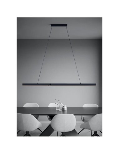 Lámpara colgante LED lineal MONTEBUONO 1800mm 2x10W 2X1300Lm luz cálida, negra