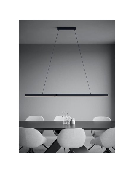Lámpara colgante LED lineal MONTEBUONO 1800mm 2x10W 2X1300Lm luz cálida, negra