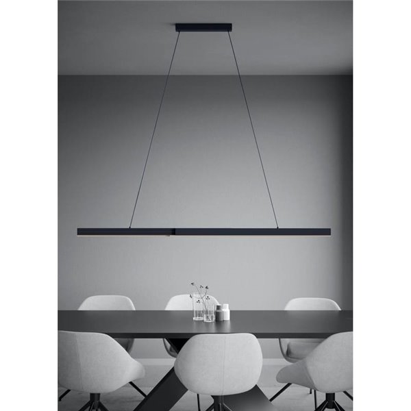 Lámpara colgante LED lineal MONTEBUONO 1800mm 2x10W 2X1300Lm luz cálida, negra