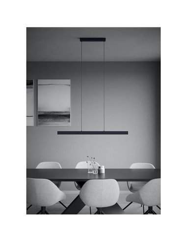 Lámpara colgante LED lineal MONTEBUONO 1800mm 2x10W 2X1300Lm luz cálida, negra