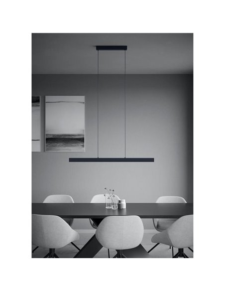 Lámpara colgante LED lineal MONTEBUONO 1800mm 2x10W 2X1300Lm luz cálida, negra