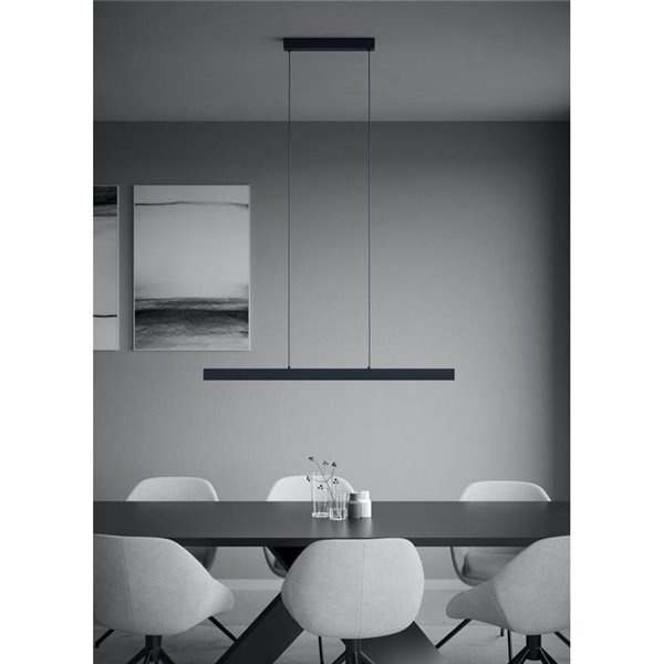 Lámpara colgante LED lineal MONTEBUONO 1800mm 2x10W 2X1300Lm luz cálida, negra