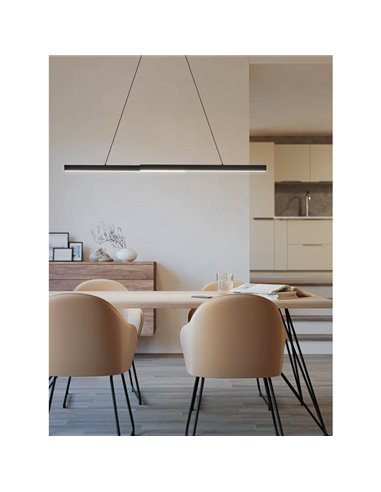 Suspension LED linéaire MONTEBUONO 1800 mm, 2 x 10 W, 2 x 1300 lm, lumière chaude, noire