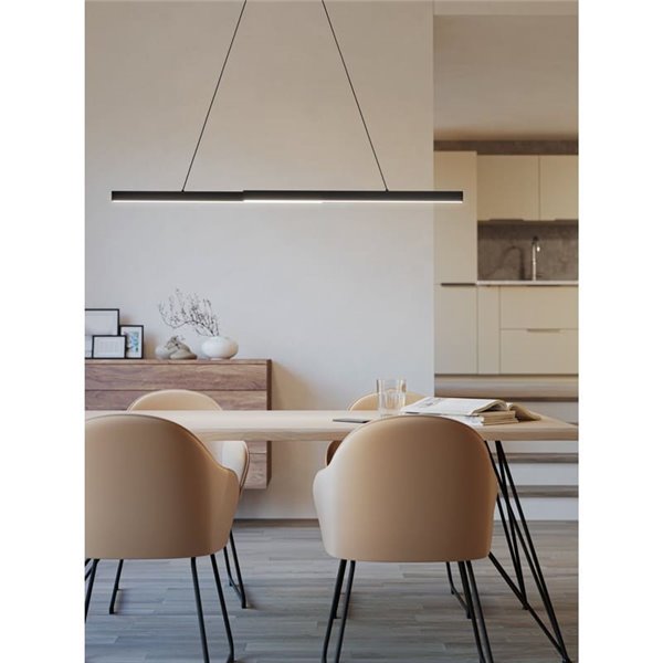 Suspension LED linéaire MONTEBUONO 1800 mm, 2 x 10 W, 2 x 1300 lm, lumière chaude, noire