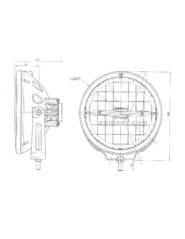 Dimensiones Faro LED potente largo alcance + luz de posición 12/24V homologado – Camión y 4x4 872 W166 Eco 50 Puntos
