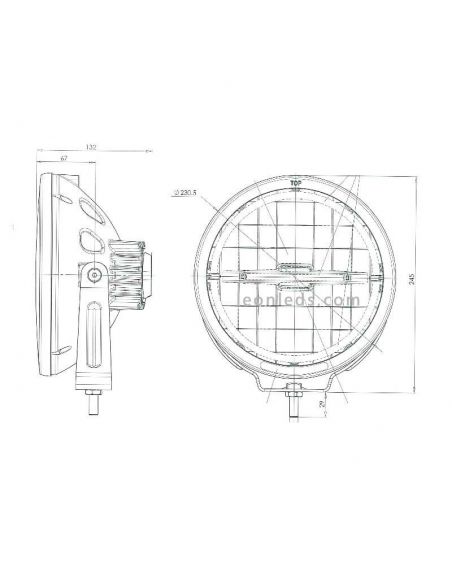 Dimensiones Faro LED potente largo alcance + luz de posición 12/24V homologado – Camión y 4x4 872 W166 Eco 50 Puntos