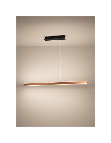 Lámpara colgante LED lineal con ajuste de altura CIGGIANO marrón, 1500mm 30W 4440Lm CCT regulable con mando