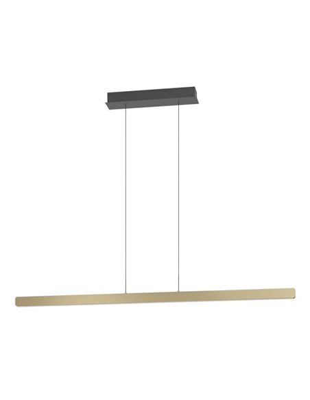 Suspension LED linéaire marron CIGGIANO, réglable en hauteur, 1500 mm, 30 W, 4440 lm, intensité variable avec télécommande.