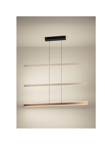 Lámpara colgante LED lineal con ajuste de altura CIGGIANO marrón, 1500mm 30W 4440Lm CCT regulable con mando