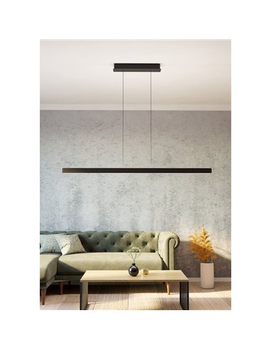 Lámpara colgante LED lineal con ajuste de altura CIGGIANO negra, 1500mm 30W 4440Lm CCT regulable con mando