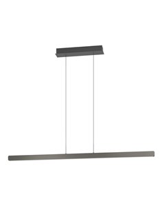 Suspension LED linéaire noire CIGGIANO, réglable en hauteur, 1500 mm, 30 W, 4440 lm, intensité variable avec télécommande.