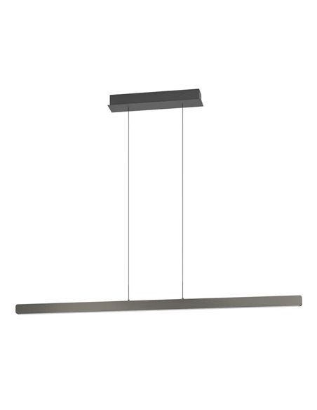 Suspension LED linéaire noire CIGGIANO, réglable en hauteur, 1500 mm, 30 W, 4440 lm, intensité variable avec télécommande.