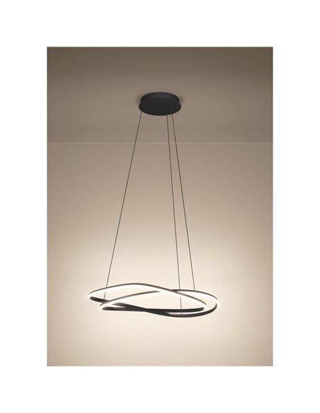 Suspension LED GUNTIN réglable en hauteur, gris foncé, 615 mm, 60 W, 5920 lm, intensité variable avec télécommande