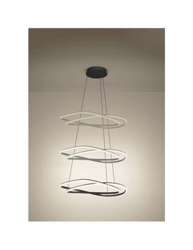 Lámpara LED colgante con ajuste de altura GUNTIN gris oscuro, 615mm 60W 5920Lm CCT regulable con mando