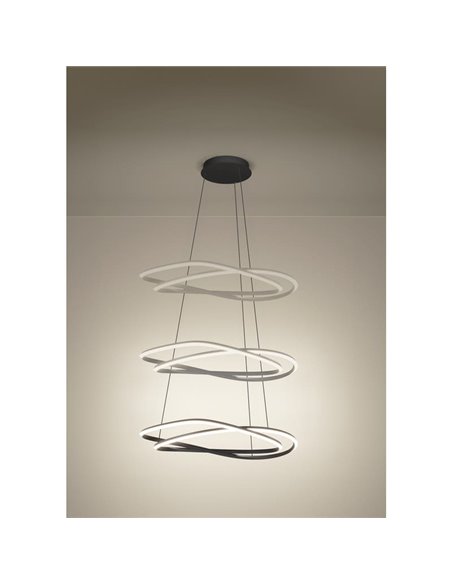 Lámpara LED colgante con ajuste de altura GUNTIN gris oscuro, 615mm 60W 5920Lm CCT regulable con mando