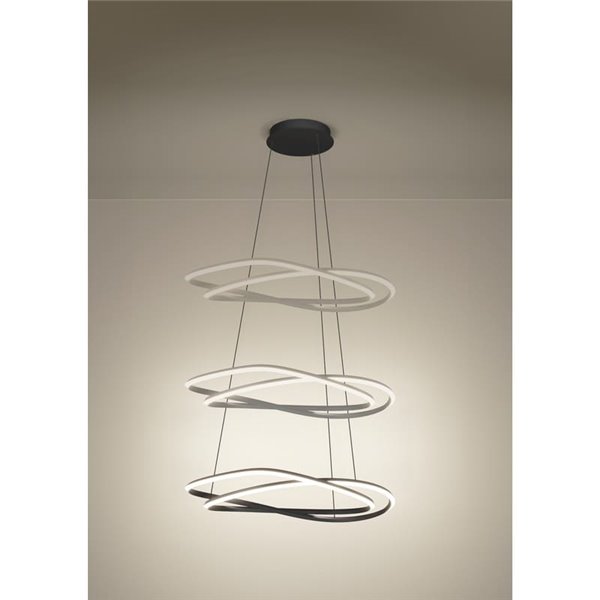 Suspension LED GUNTIN réglable en hauteur, gris foncé, 615 mm, 60 W, 5920 lm, intensité variable avec télécommande