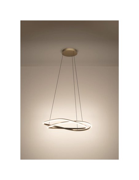 Suspension LED GUNTIN en bronze, réglable en hauteur, 615 mm, 60 W, 5920 lm, intensité variable avec télécommande.