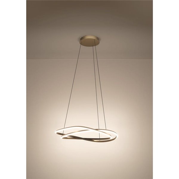 Suspension LED GUNTIN en bronze, réglable en hauteur, 615 mm, 60 W, 5920 lm, intensité variable avec télécommande.