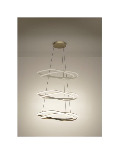 Lámpara LED colgante con ajuste de altura GUNTIN bronce, 615mm 60W 5920Lm CCT regulabl con mando