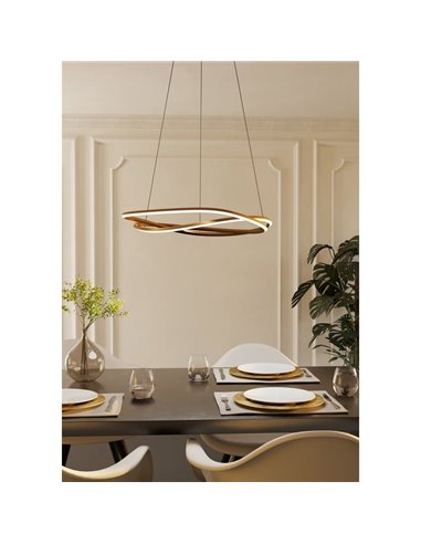 Lámpara LED colgante con ajuste de altura GUNTIN bronce, 615mm 60W 5920Lm CCT regulabl con mando