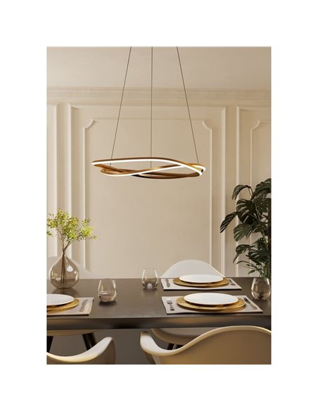 Lámpara LED colgante con ajuste de altura GUNTIN bronce, 615mm 60W 5920Lm CCT regulabl con mando