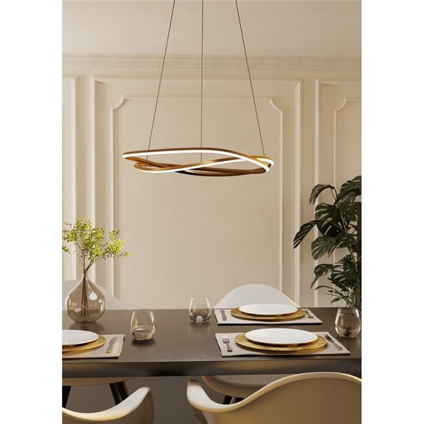 Lámpara LED colgante con ajuste de altura GUNTIN bronce, 615mm 60W 5920Lm CCT regulabl con mando