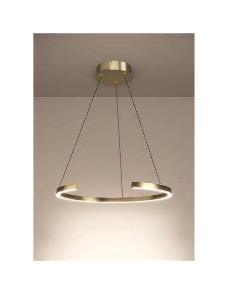 Lámpara colgante LED con ajuste de altura LABONETE dorado, Ø800mm 24,8W 4100Lm CCT regulable con mando