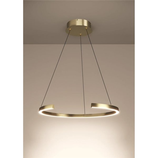 Luminária pendente LED dourada LABONETE com ajuste de altura, Ø800mm 24,8W 4100lm CCT, dimerizável com controle remoto.