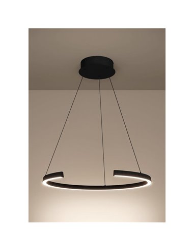 Lámpara colgante LED con ajuste de altura LABONETE negra, Ø800mm 24,8W 4100 lm CCT regulable con mando