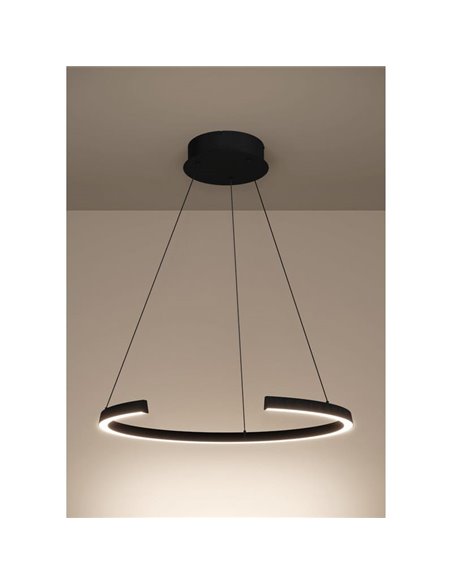 Lámpara colgante LED con ajuste de altura LABONETE negra, Ø800mm 24,8W 4100 lm CCT regulable con mando