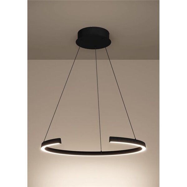 Lámpara colgante LED con ajuste de altura LABONETE negra, Ø800mm 24,8W 4100 lm CCT regulable con mando