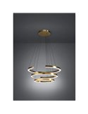 Lámpara colgante LED de 3 anillos con ajuste de altura LABONETE dorada, Ø800mm 50W 9000Lm CCT regulable con mando