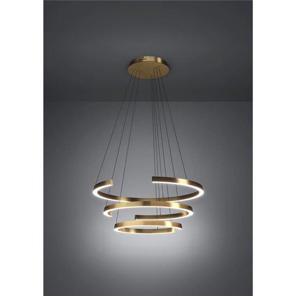 Lámpara colgante LED de 3 anillos con ajuste de altura LABONETE dorada, Ø800mm 50W 9000Lm CCT regulable con mando