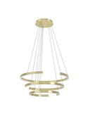 Lámpara colgante LED de 3 anillos con ajuste de altura LABONETE dorada, Ø800mm 50W 9000Lm CCT regulable con mando