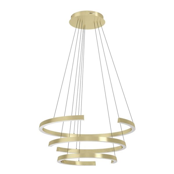Lámpara colgante LED de 3 anillos con ajuste de altura LABONETE dorada, Ø800mm 50W 9000Lm CCT regulable con mando