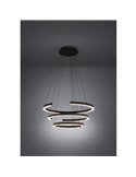 Lámpara colgante LED de 3 anillos con ajuste de altura LABONETE negra, Ø800mm 50W 9000 lm CCT regulable con mando