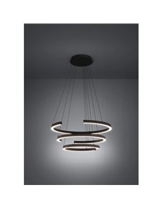 Lámpara colgante LED de 3 anillos con ajuste de altura LABONETE negra, Ø800mm 50W 9000 lm CCT regulable con mando 2
