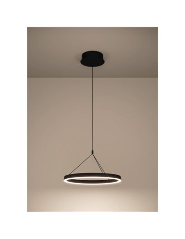 Lámpara colgante LED con ajuste electrónico de altura CANYAMEL Ø550mm 34,5W 5400 lm CCT regulable negra
