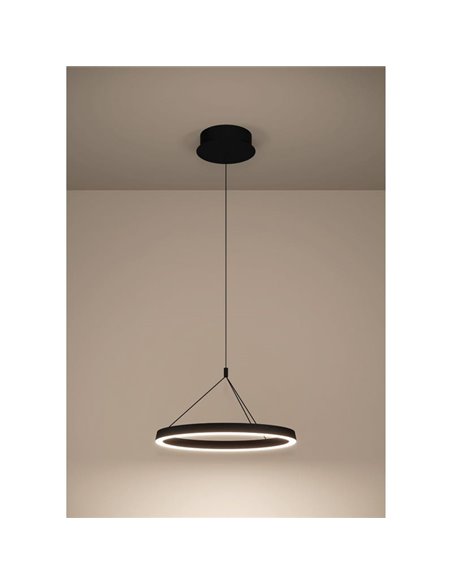 Lámpara colgante LED con ajuste electrónico de altura CANYAMEL Ø550mm 34,5W 5400 lm CCT regulable negra