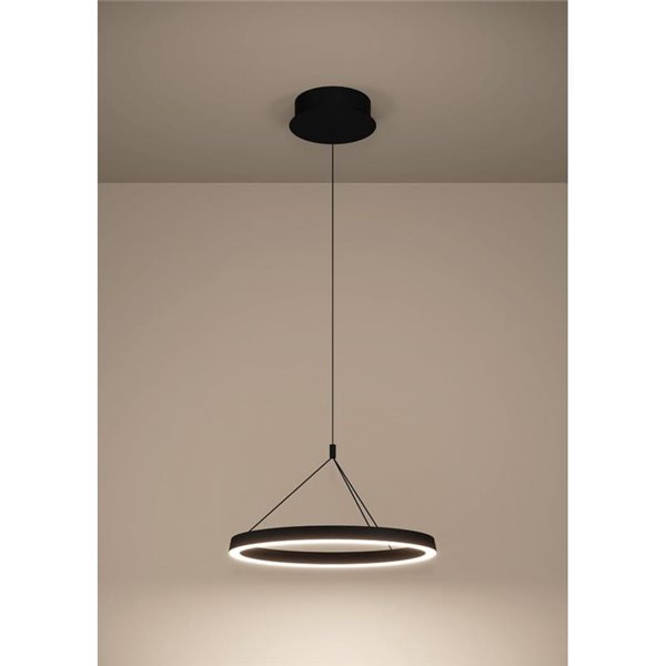 Lámpara colgante LED con ajuste electrónico de altura CANYAMEL Ø550mm 34,5W 5400 lm CCT regulable negra