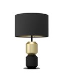 Candeeiro de mesa LAURIGNANO E27 preto e dourado com abajur têxtil Ø320mm